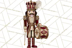 Burgundy Antique Gold Nutcracker Clipart PNG, Christmas Product Image 5