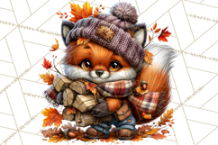 Cute Fall Critter Clipart Woodland Autumn PNG Product Image 4
