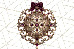 Plum Antique Gold Christmas Clipart PNG Product Image 5