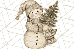 Snowman Clipart, Cute Winter Snowman PNG, Cozy Snowmen Product Image 2