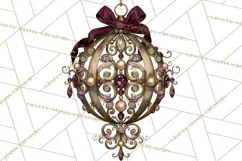 Plum Antique Gold Christmas Clipart PNG Product Image 2