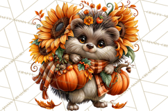 Cute Fall Critter Clipart Woodland Autumn PNG Product Image 2