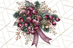Plum Antique Gold Christmas Clipart PNG Product Image 3