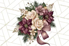 Plum Antique Gold Christmas Clipart PNG Product Image 4