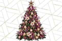 Plum Antique Gold Christmas Clipart PNG Product Image 3