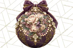 Plum Antique Gold Christmas Clipart PNG Product Image 5