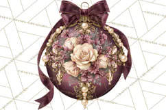 Plum Antique Gold Christmas Clipart PNG Product Image 2