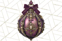 Plum Antique Gold Christmas Clipart PNG Product Image 3