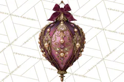 Plum Antique Gold Christmas Clipart PNG Product Image 4