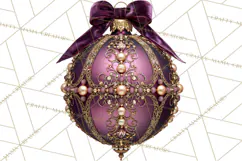 Plum Antique Gold Christmas Clipart PNG Product Image 5