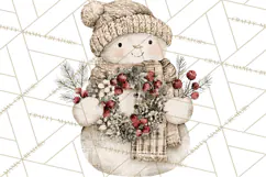 Snowman Clipart, Cute Winter Snowman PNG, Cozy Snowmen Product Image 2