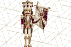 Burgundy Antique Gold Nutcracker Clipart PNG, Christmas Product Image 2