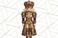 Burgundy Antique Gold Nutcracker Clipart PNG, Christmas Product Image 3