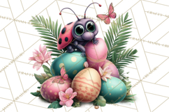 Cute Easter Bugs Clipart PNG, Kids Easter PNG Files Product Image 2
