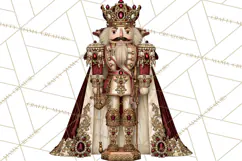 Burgundy Antique Gold Nutcracker Clipart PNG, Christmas Product Image 4