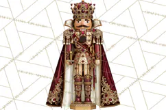 Burgundy Antique Gold Nutcracker Clipart PNG, Christmas Product Image 5