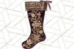 Plum Antique Gold Christmas Clipart PNG Product Image 2