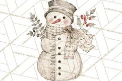 Snowman Clipart, Cute Winter Snowman PNG, Cozy Snowmen Product Image 2
