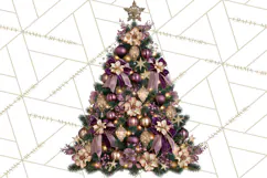 Plum Antique Gold Christmas Clipart PNG Product Image 4