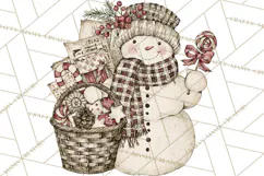 Snowman Clipart, Cute Winter Snowman PNG, Cozy Snowmen Product Image 4
