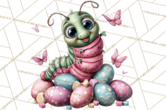 Cute Easter Bugs Clipart PNG, Kids Easter PNG Files Product Image 2