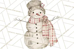 Snowman Clipart, Cute Winter Snowman PNG, Cozy Snowmen Product Image 3