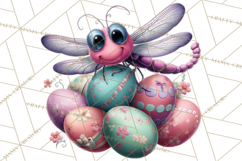 Cute Easter Bugs Clipart PNG, Kids Easter PNG Files Product Image 3
