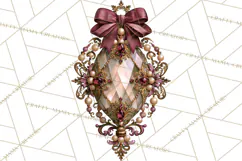 Plum Antique Gold Christmas Clipart PNG Product Image 5
