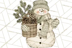 Snowman Clipart, Cute Winter Snowman PNG, Cozy Snowmen Product Image 5
