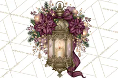 Plum Antique Gold Christmas Clipart PNG Product Image 3