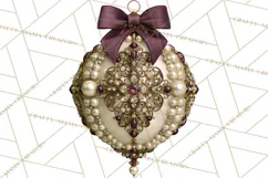 Plum Antique Gold Christmas Clipart PNG Product Image 5