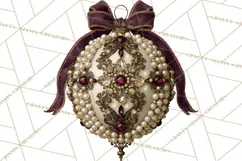 Plum Antique Gold Christmas Clipart PNG Product Image 2