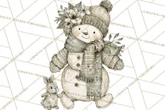 Snowman Clipart, Cute Winter Snowman PNG, Cozy Snowmen Product Image 2