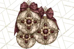 Plum Antique Gold Christmas Clipart PNG Product Image 3