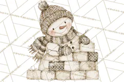 Snowman Clipart, Cute Winter Snowman PNG, Cozy Snowmen Product Image 3