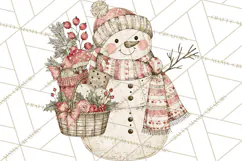 Snowman Clipart, Cute Winter Snowman PNG, Cozy Snowmen Product Image 5