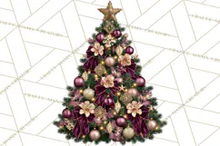 Plum Antique Gold Christmas Clipart PNG Product Image 5