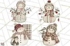 Snowman Clipart, Cute Winter Snowman PNG, Cozy Snowmen Product Image 1