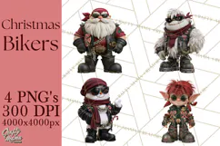 Christmas Biker Clipart PNG, Santa Motorcycle Gang Product Image 1