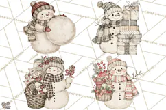 Snowman Clipart, Cute Winter Snowman PNG, Cozy Snowmen Product Image 1