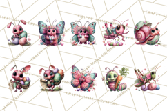 Cute Easter Bugs Clipart PNG, Kids Easter PNG Files Product Image 2