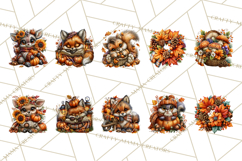 Cute Fall Critter Clipart Woodland Autumn PNG Product Image 2