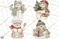 Snowman Clipart, Cute Winter Snowman PNG, Cozy Snowmen Product Image 1