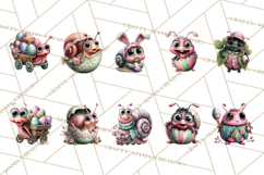 Cute Easter Bugs Clipart PNG, Kids Easter PNG Files Product Image 3