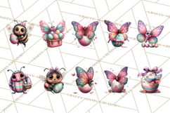 Cute Easter Bugs Clipart PNG, Kids Easter PNG Files Product Image 4