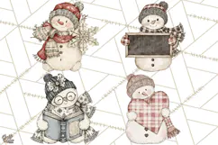 Snowman Clipart, Cute Winter Snowman PNG, Cozy Snowmen Product Image 1