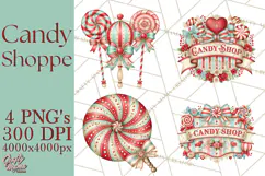 Retro Candy Shop Clipart PNG Product Image 1