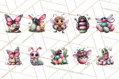 Cute Easter Bugs Clipart PNG, Kids Easter PNG Files Product Image 8