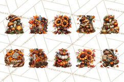 Cute Fall Critter Clipart Woodland Autumn PNG Product Image 8