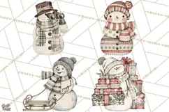 Snowman Clipart, Cute Winter Snowman PNG, Cozy Snowmen Product Image 1